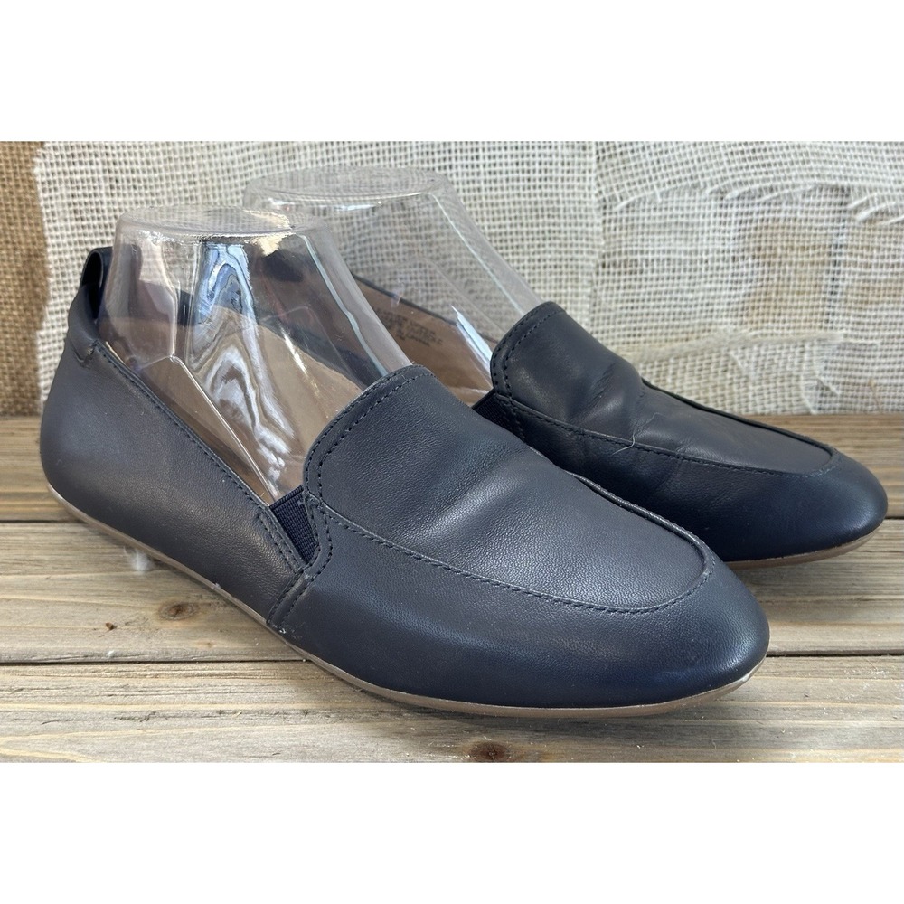 Talbots Driving Flats Loafers Shoes Blue Leather Sz 7 M Comfort Office Business